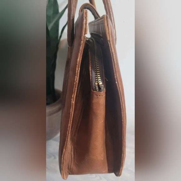 Vintage 70s Matador and Bull Elegant Brown Tooled Leather Bag Purse - Picture 6 of 8